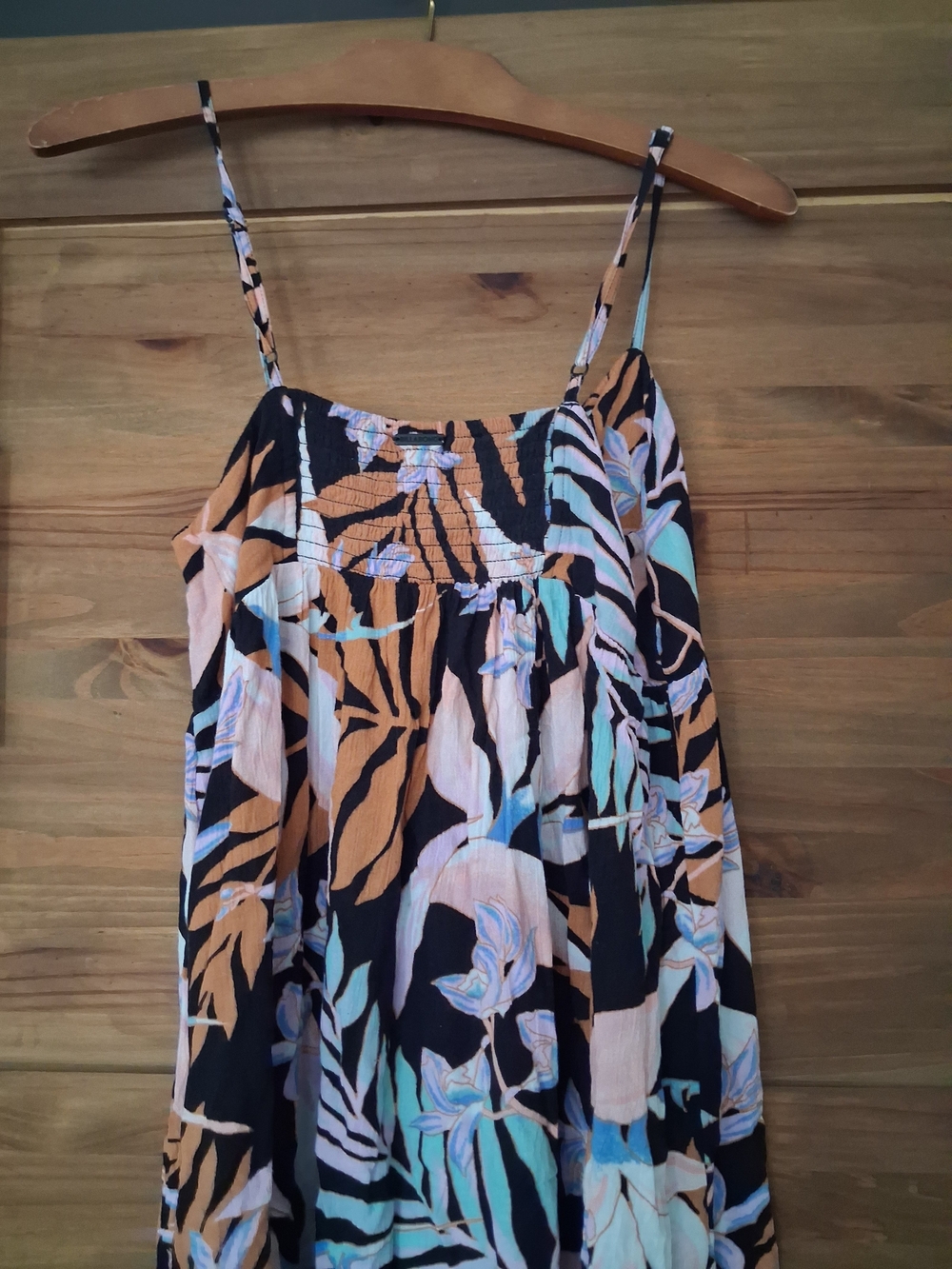 Billabong Black Floral Maxi Dress with Peach and Mint Accents - Picture 8 of 10